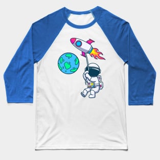 Astronaut On a Rocket Towards Earth Baseball T-Shirt